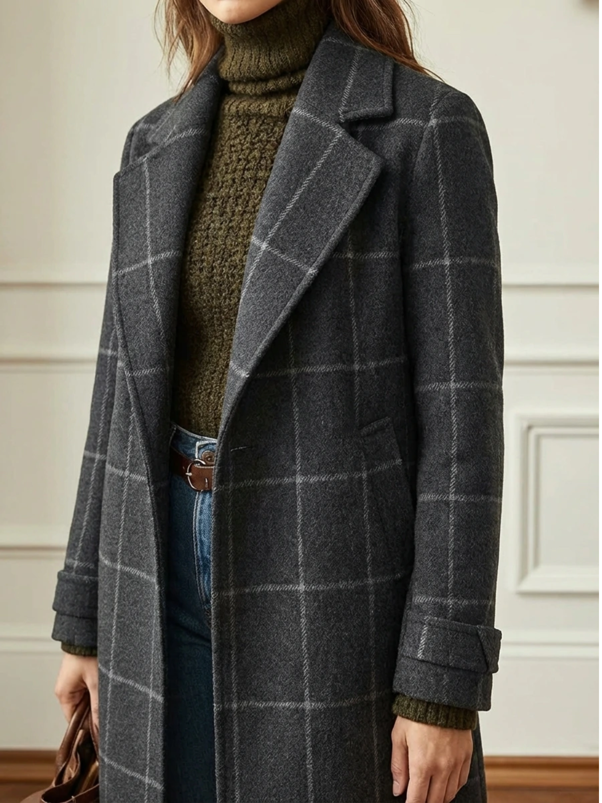 Elowen | Plaid Wool-Blend Long Coat