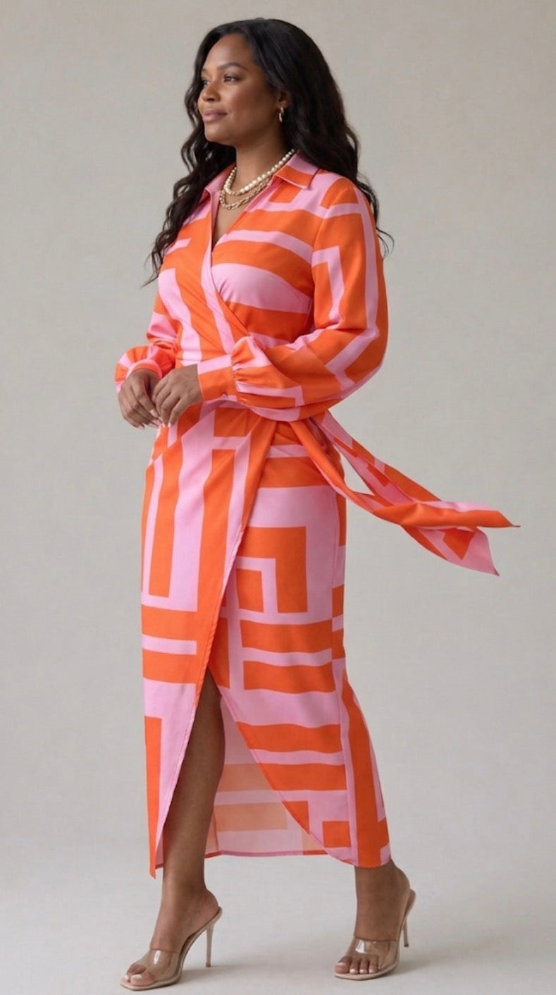 Stella & Grace™| Printed Wrap Dress