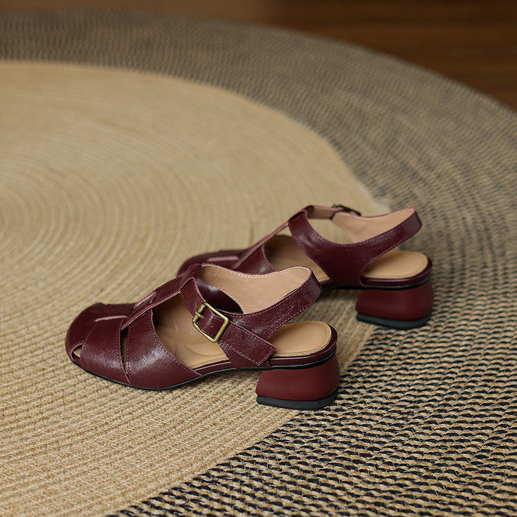 Carmen | Woven Closed-Toe Block-Heel Sandals