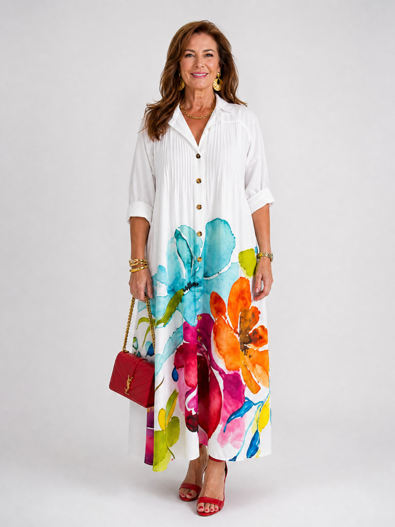 Valeska | Abstract Print Midi Dress