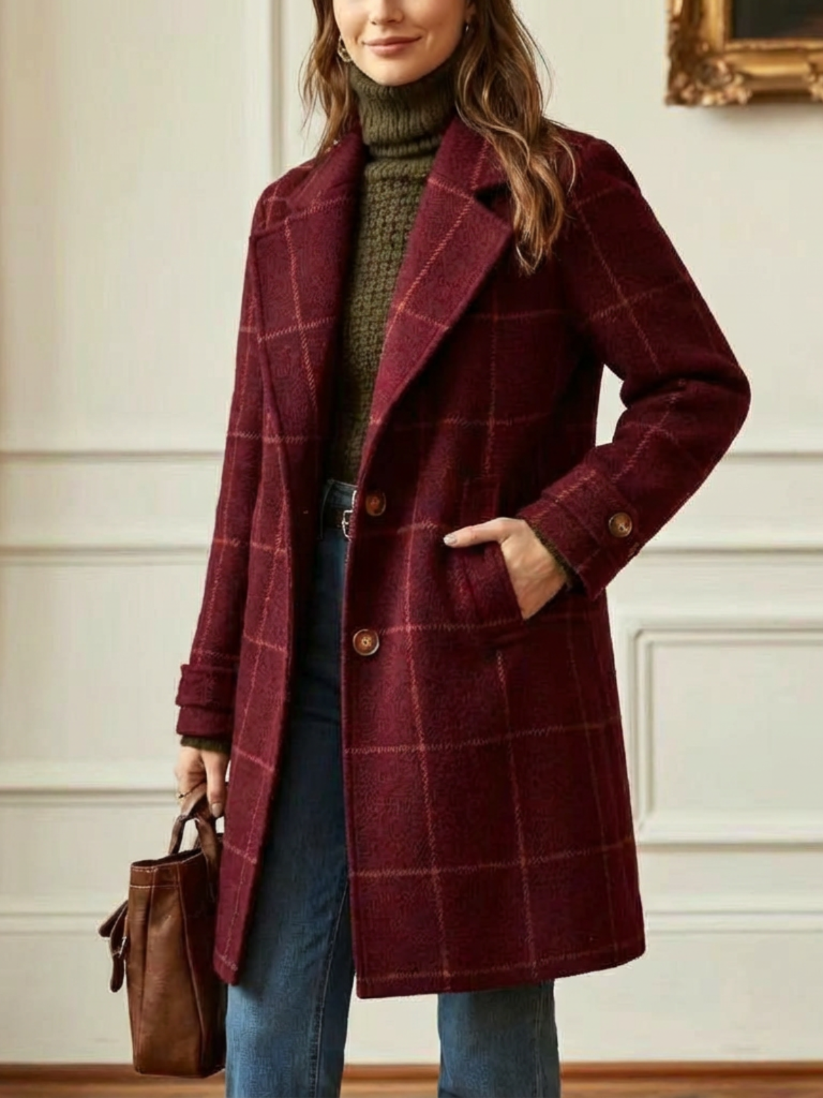 Elowen | Plaid Wool-Blend Long Coat