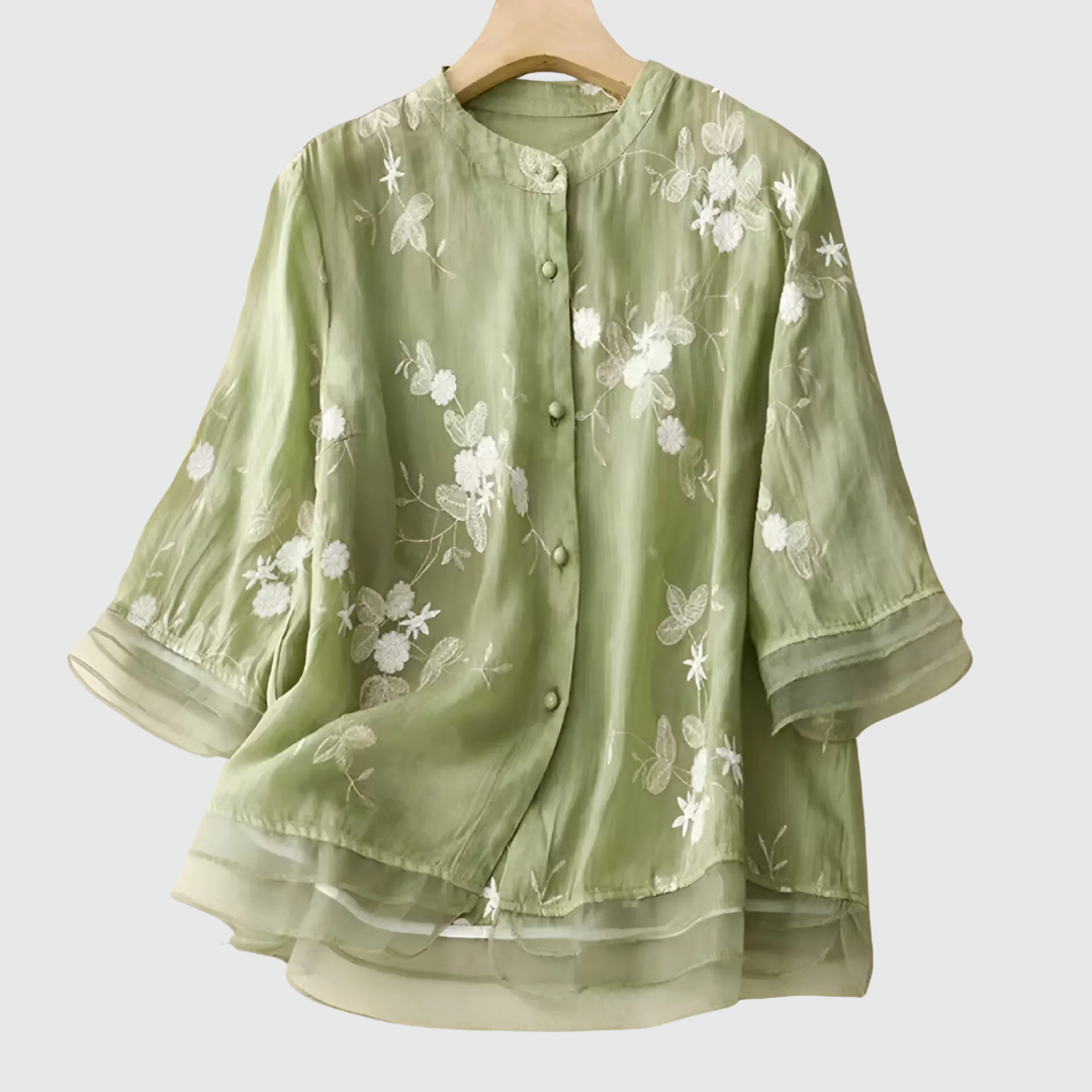 MIREILLE | TOP WITH EMBROIDERED FLOWERS