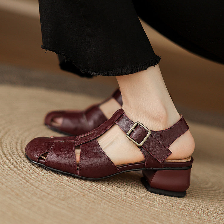 Carmen | Woven Closed-Toe Block-Heel Sandals