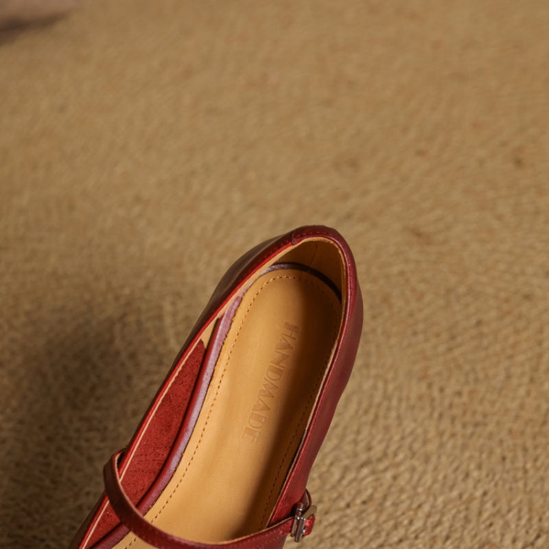 Mabel | Square-Toe Woven-Detail Mary Jane Flats