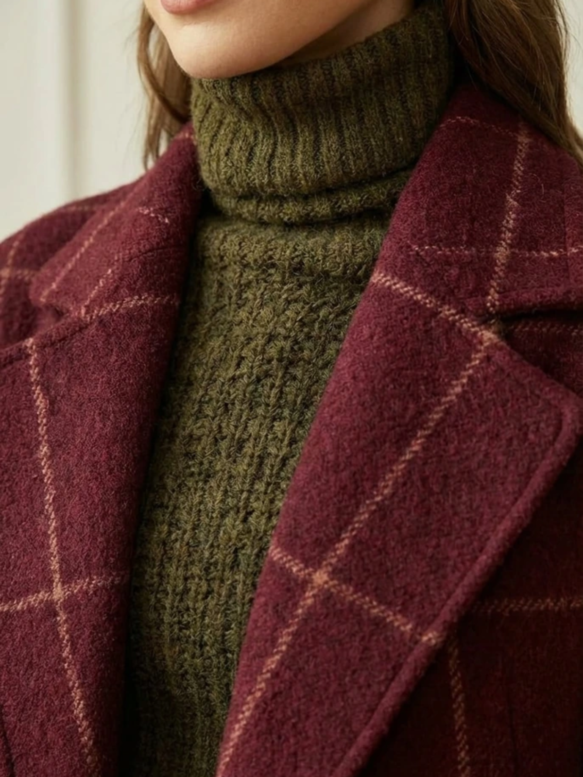 Elowen | Plaid Wool-Blend Long Coat