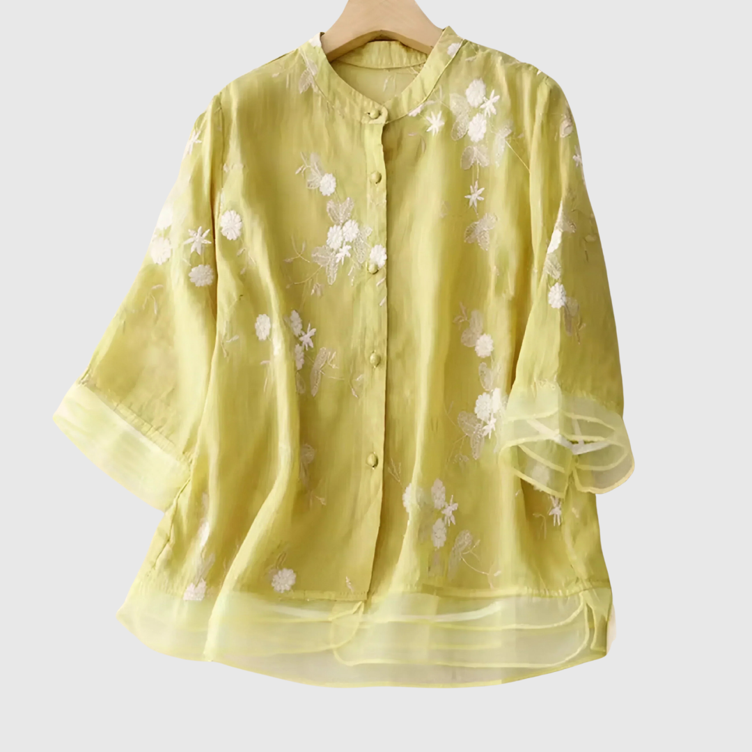 MIREILLE | TOP WITH EMBROIDERED FLOWERS