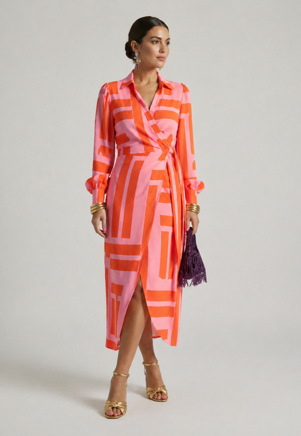 Stella & Grace™| Printed Wrap Dress
