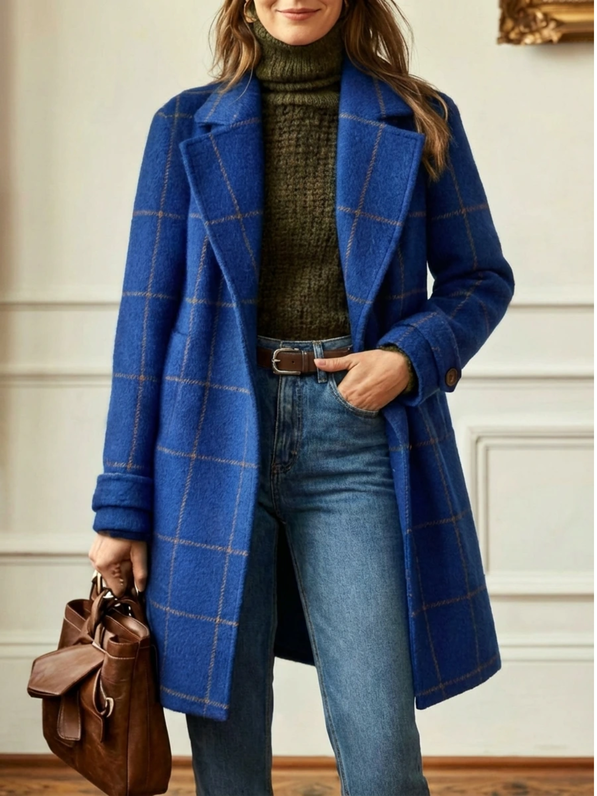Elowen | Plaid Wool-Blend Long Coat