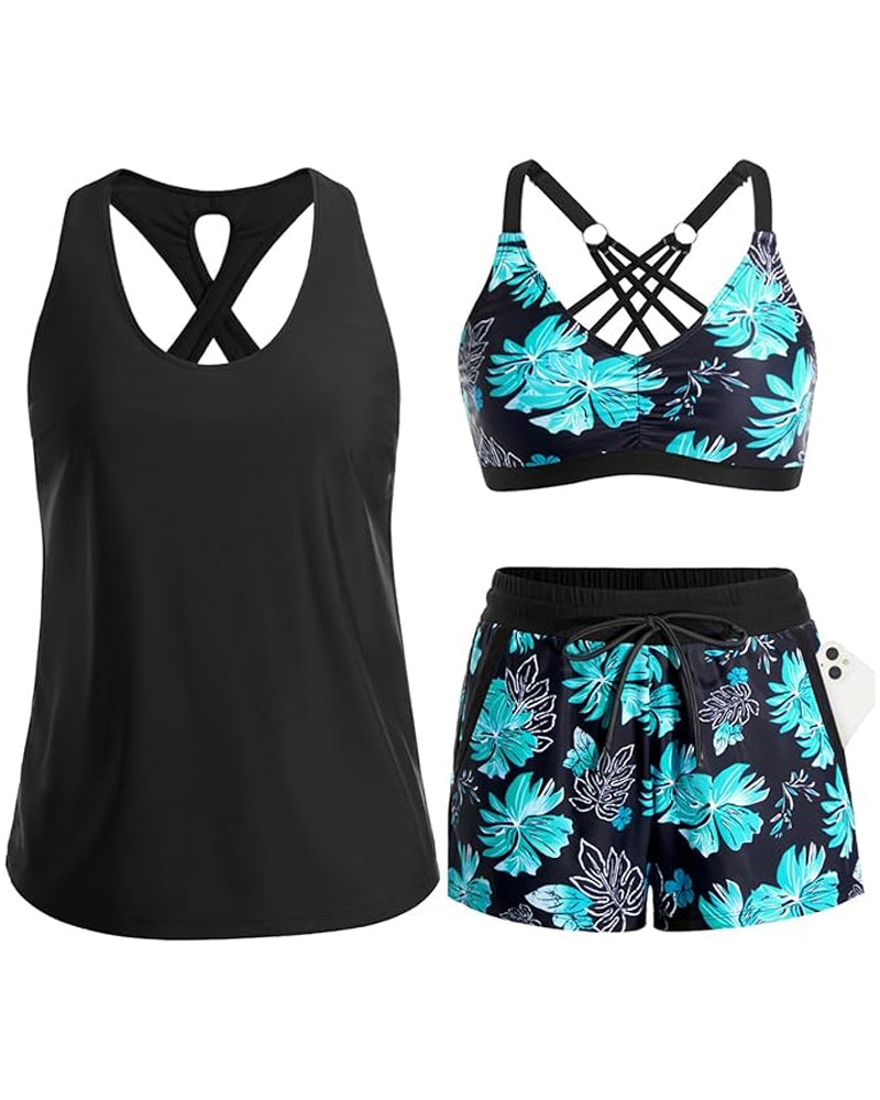 Maren | 3-Piece Tankini, Bikini & Cover-Up Set