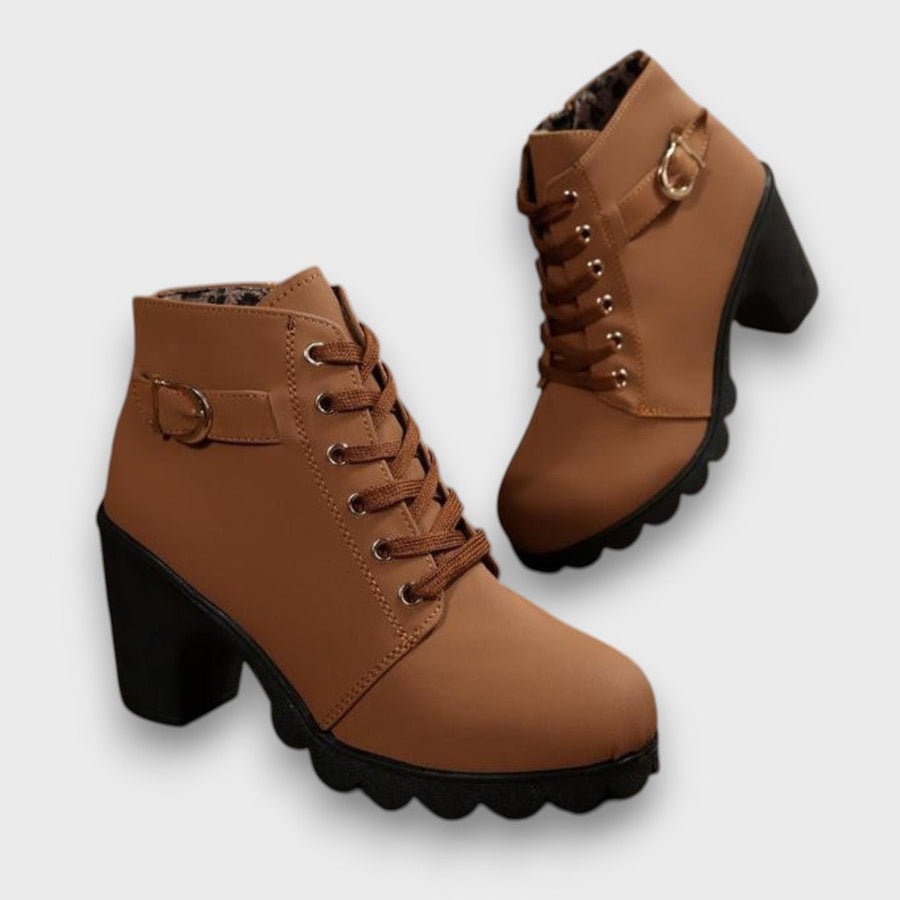 Ardeline – Lace-Up Buckle Block-Heel Ankle Boots