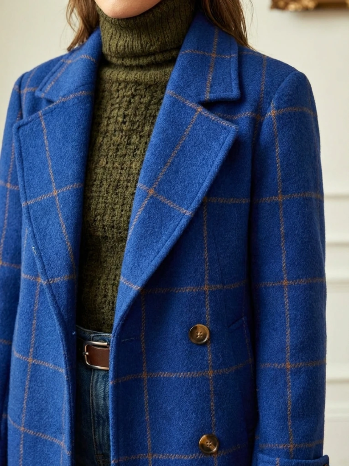Elowen | Plaid Wool-Blend Long Coat