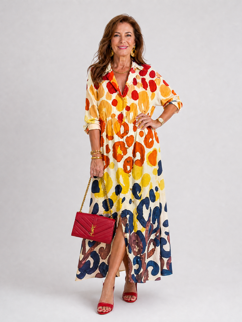Valeska | Abstract Print Midi Dress