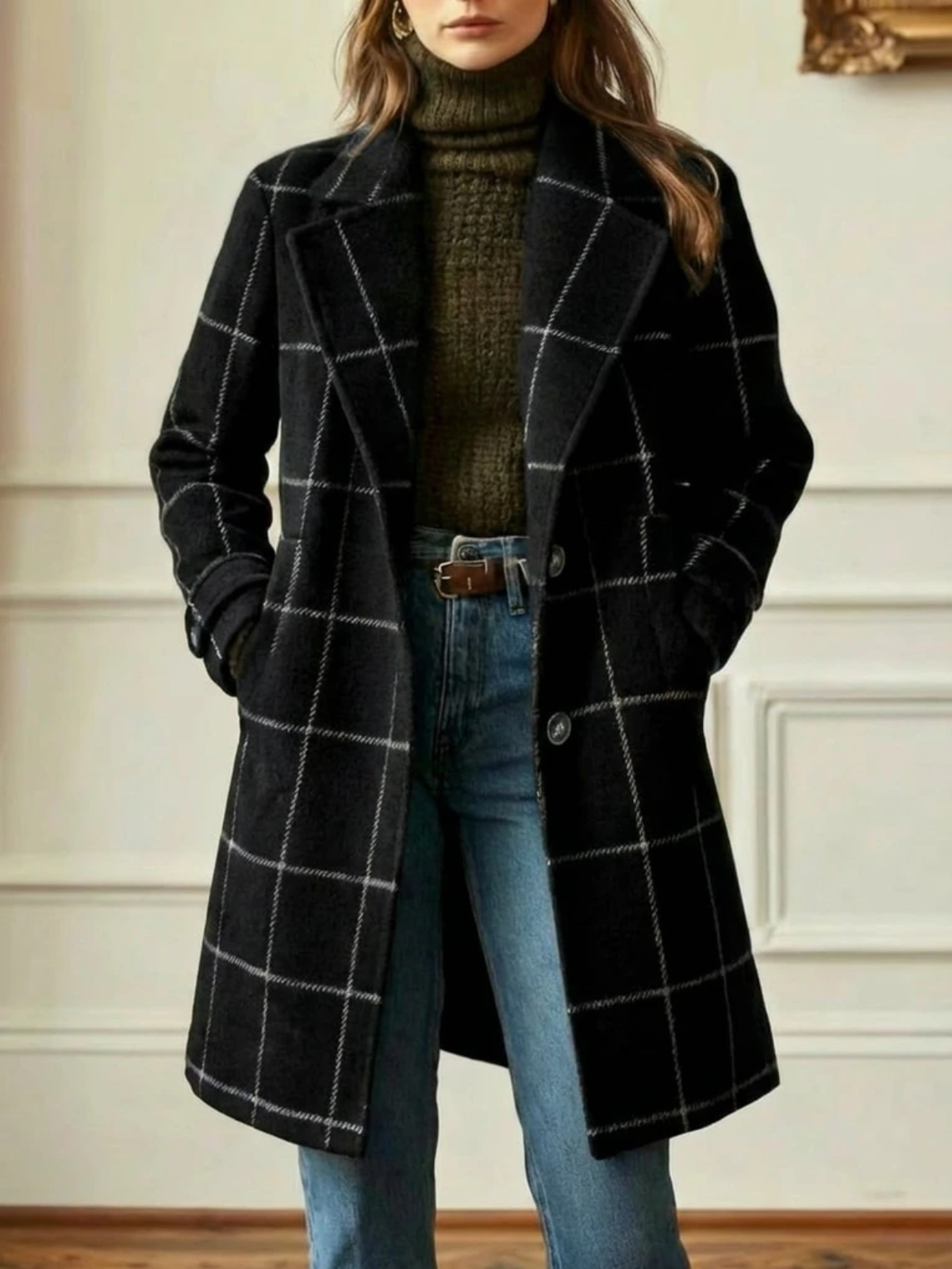 Elowen | Plaid Wool-Blend Long Coat