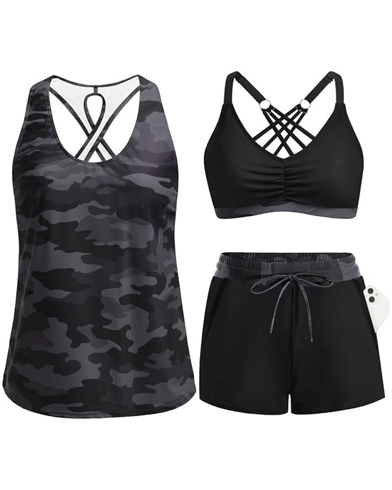 Maren | 3-Piece Tankini, Bikini & Cover-Up Set