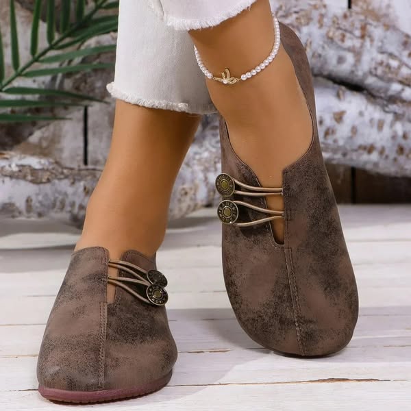 Halessia – Soft Slippers with Vintage Button Detail