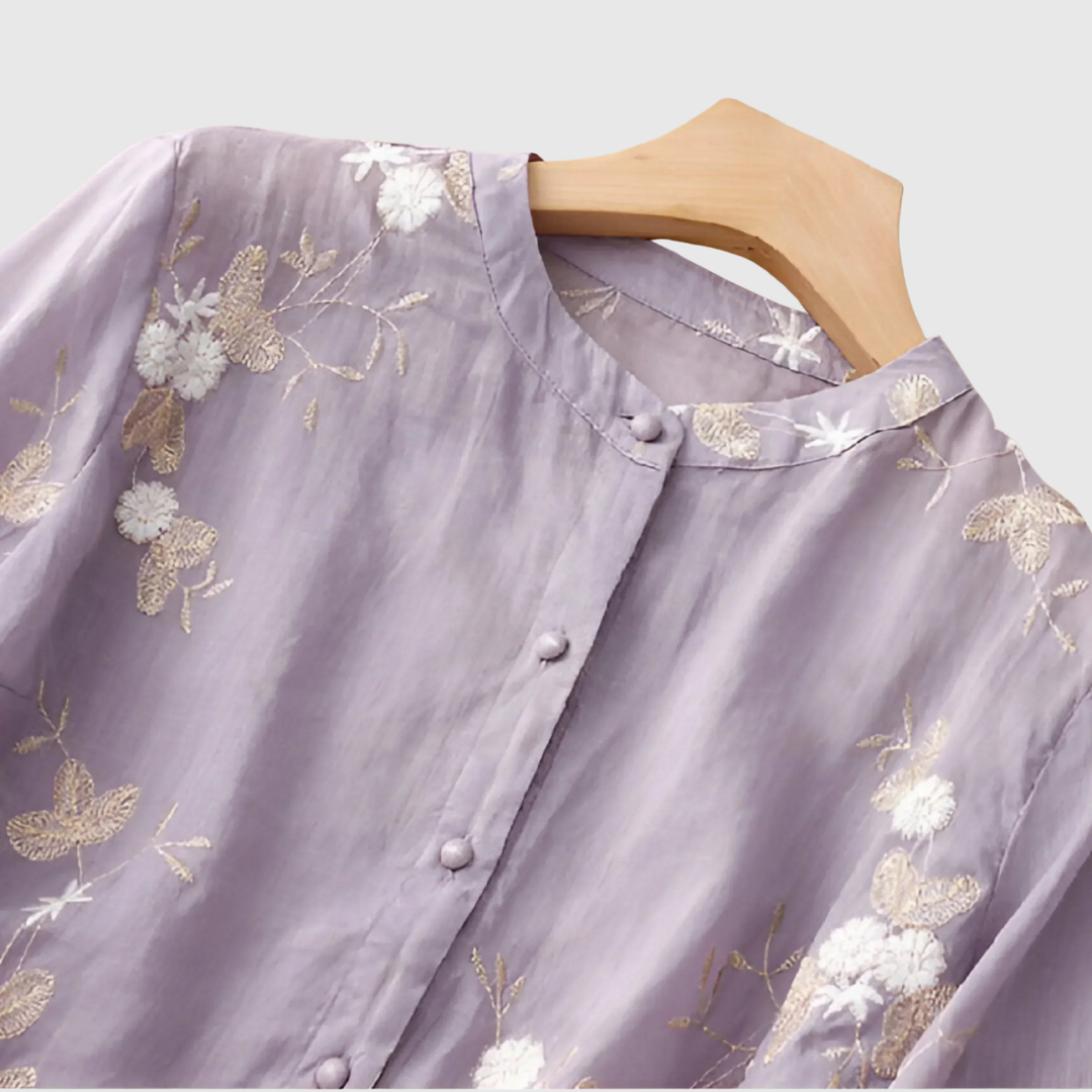 MIREILLE | TOP WITH EMBROIDERED FLOWERS