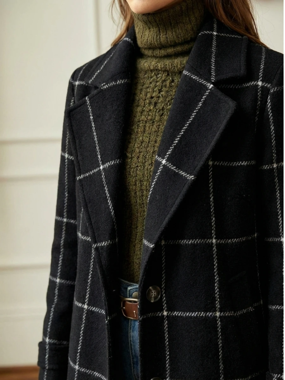 Elowen | Plaid Wool-Blend Long Coat