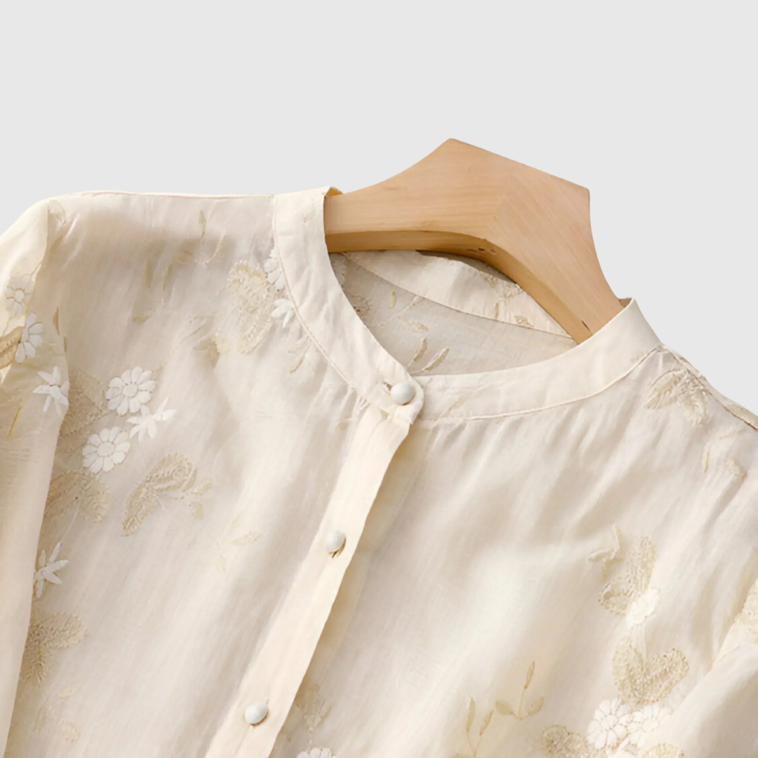 MIREILLE | TOP WITH EMBROIDERED FLOWERS