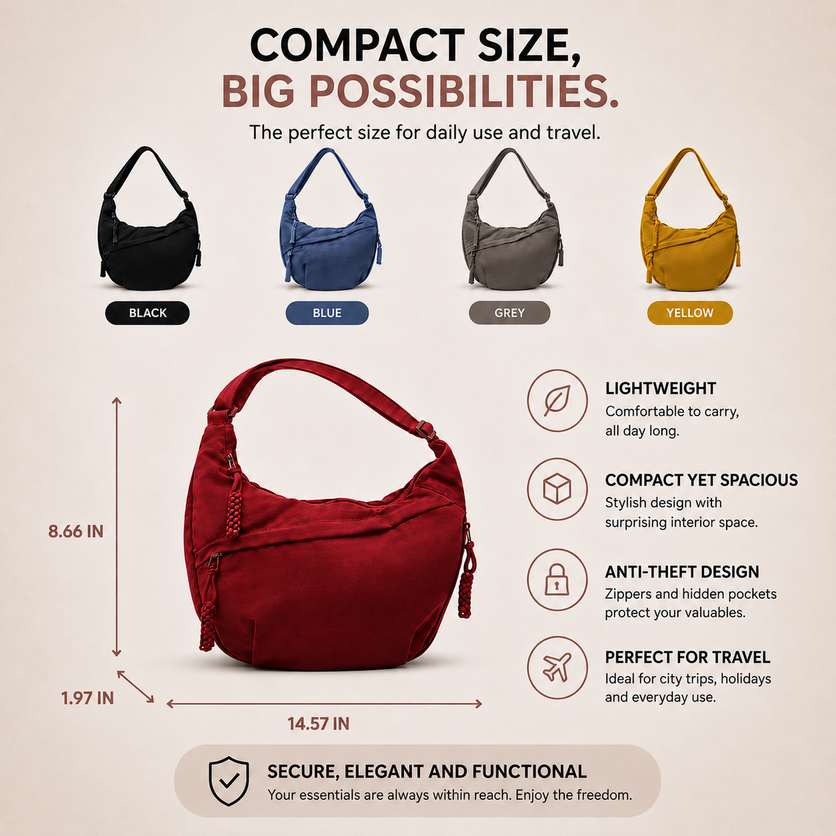 Evelyn | Black Shoulder Bag