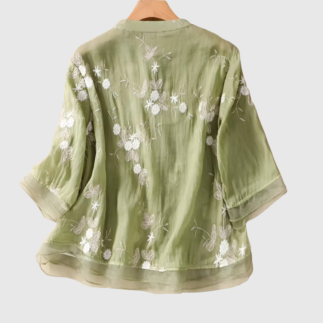 MIREILLE | TOP WITH EMBROIDERED FLOWERS