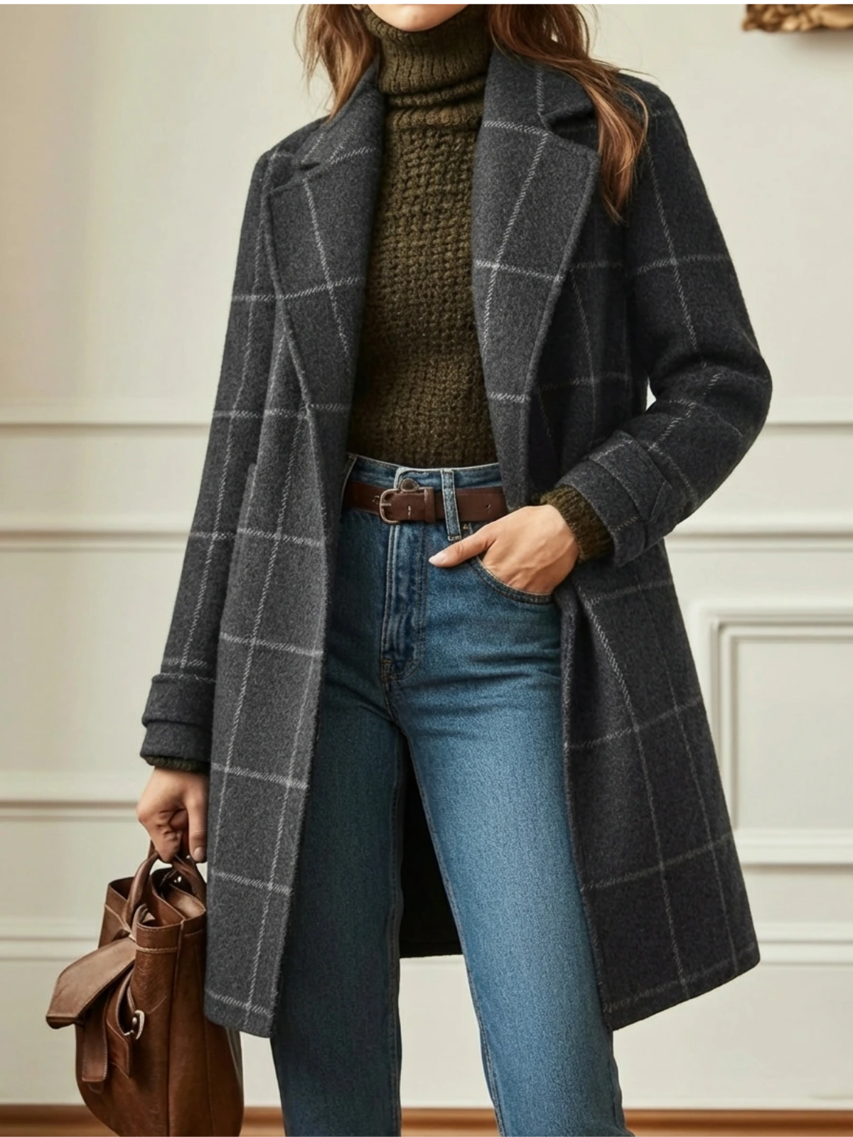 Elowen | Plaid Wool-Blend Long Coat