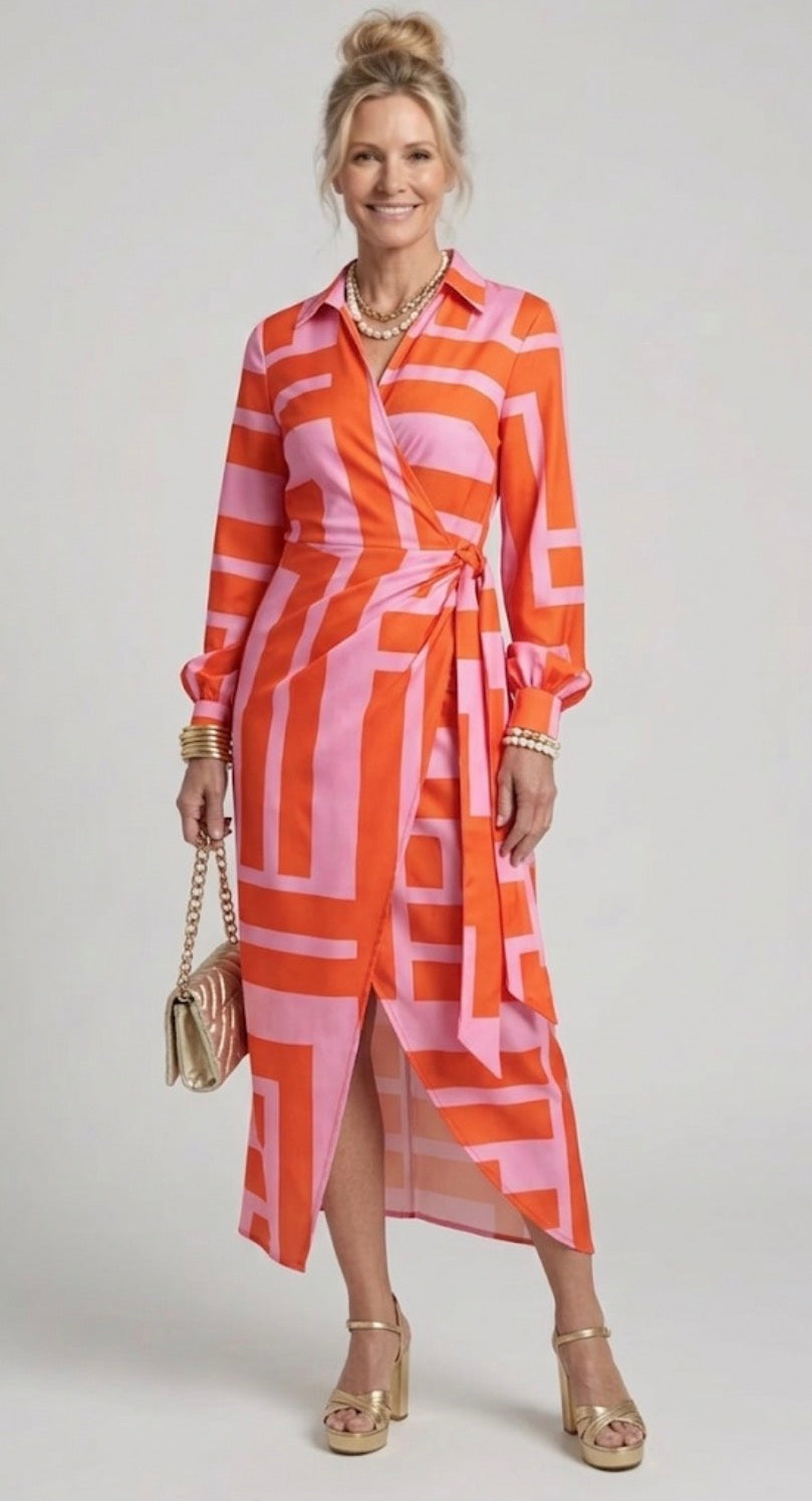 Stella & Grace™| Printed Wrap Dress