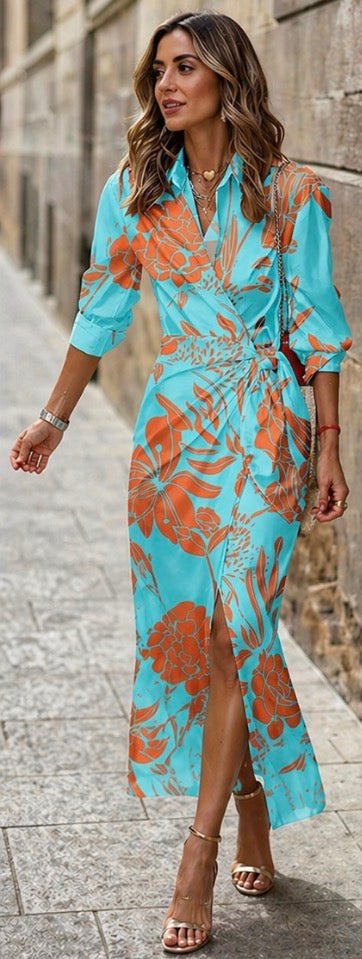 Stella & Grace™| Printed Wrap Dress
