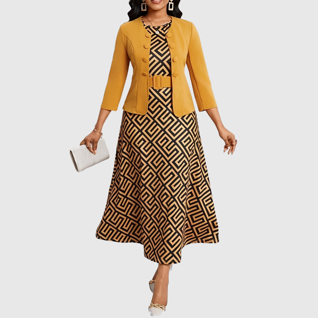 AMELIE LANE | PRINTED BELTED TWO-PIECE SET