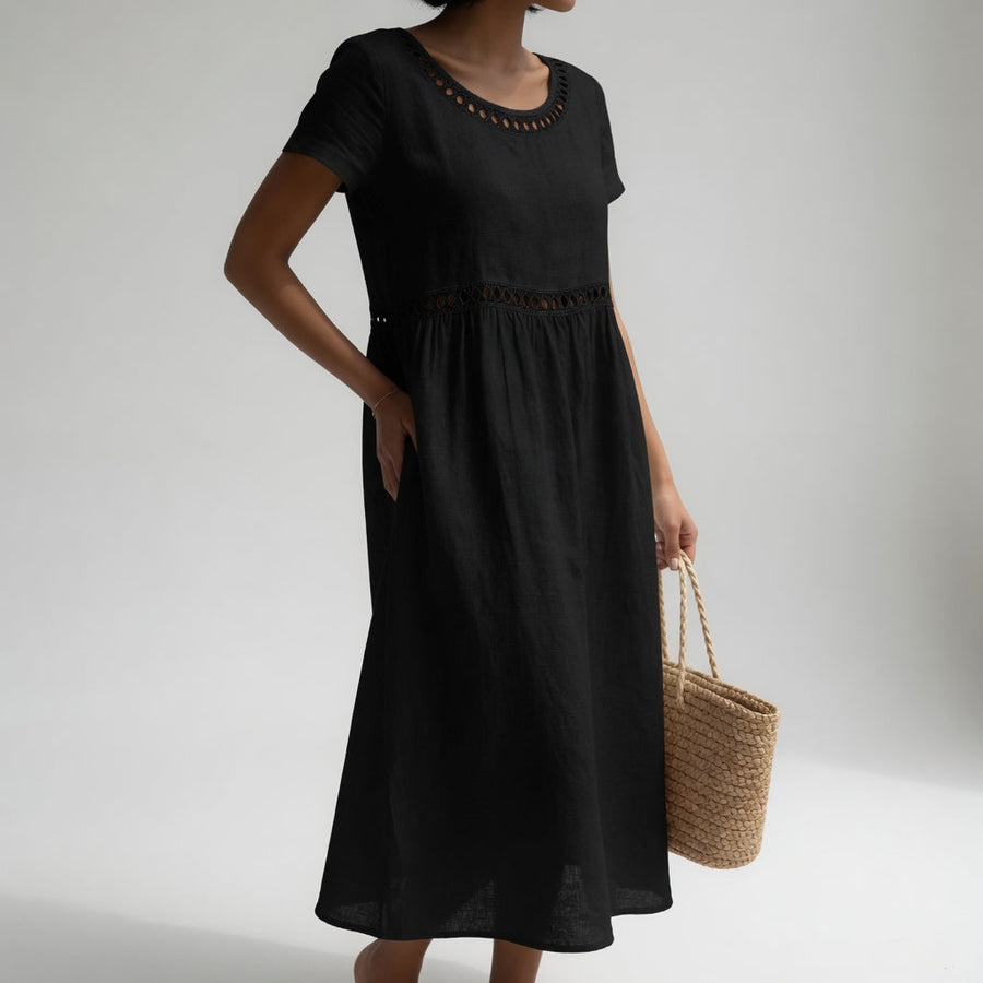 Livia | Linen Blend Embroidered Dress