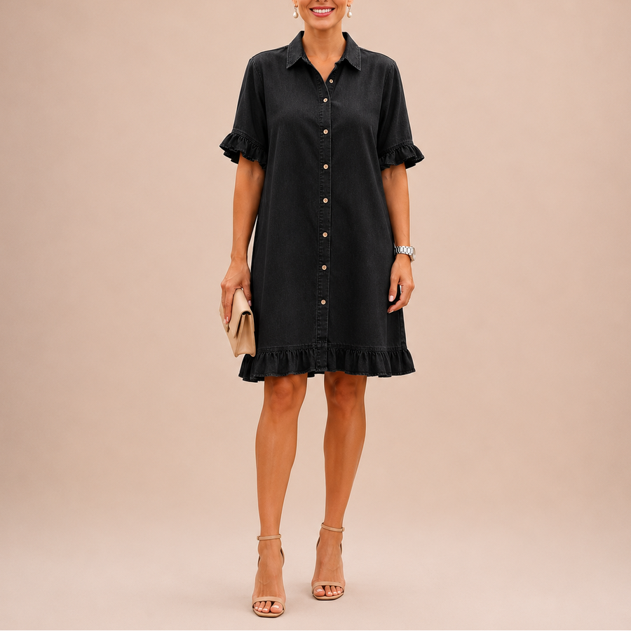 Marlowe™ | Ruffled Denim Shirt Dress