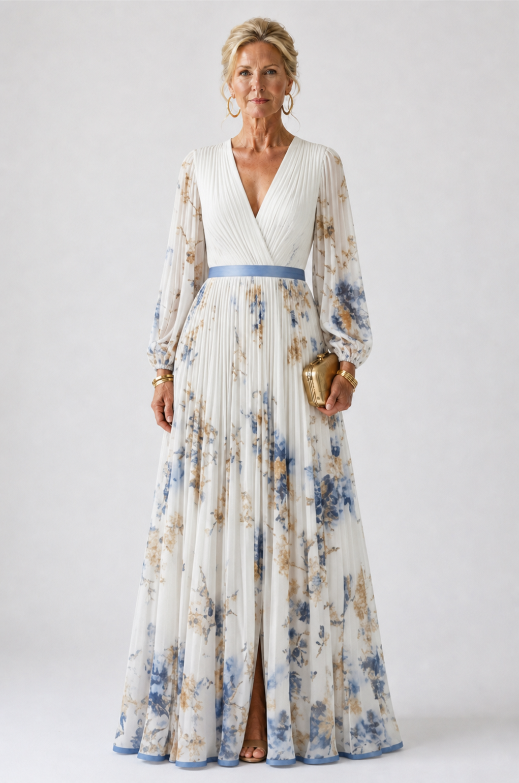 Stella & Grace™ | Long Sleeve V Neck Floral Maxi Dress