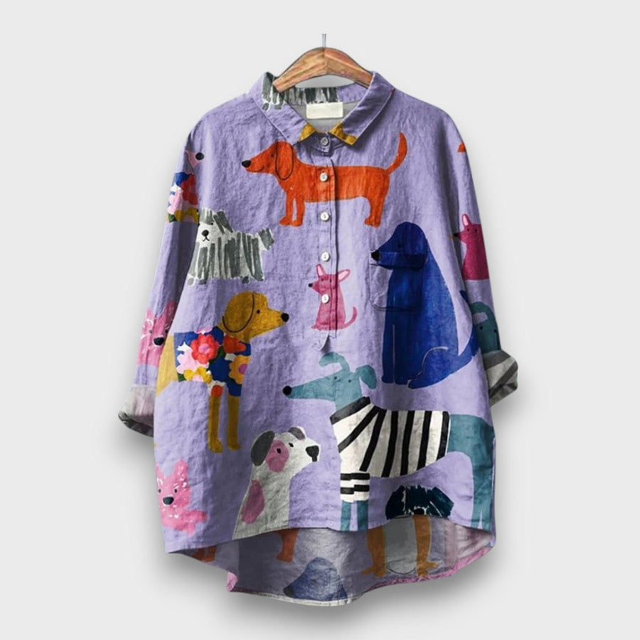 Lunora – Blouse with Playful Animal Print