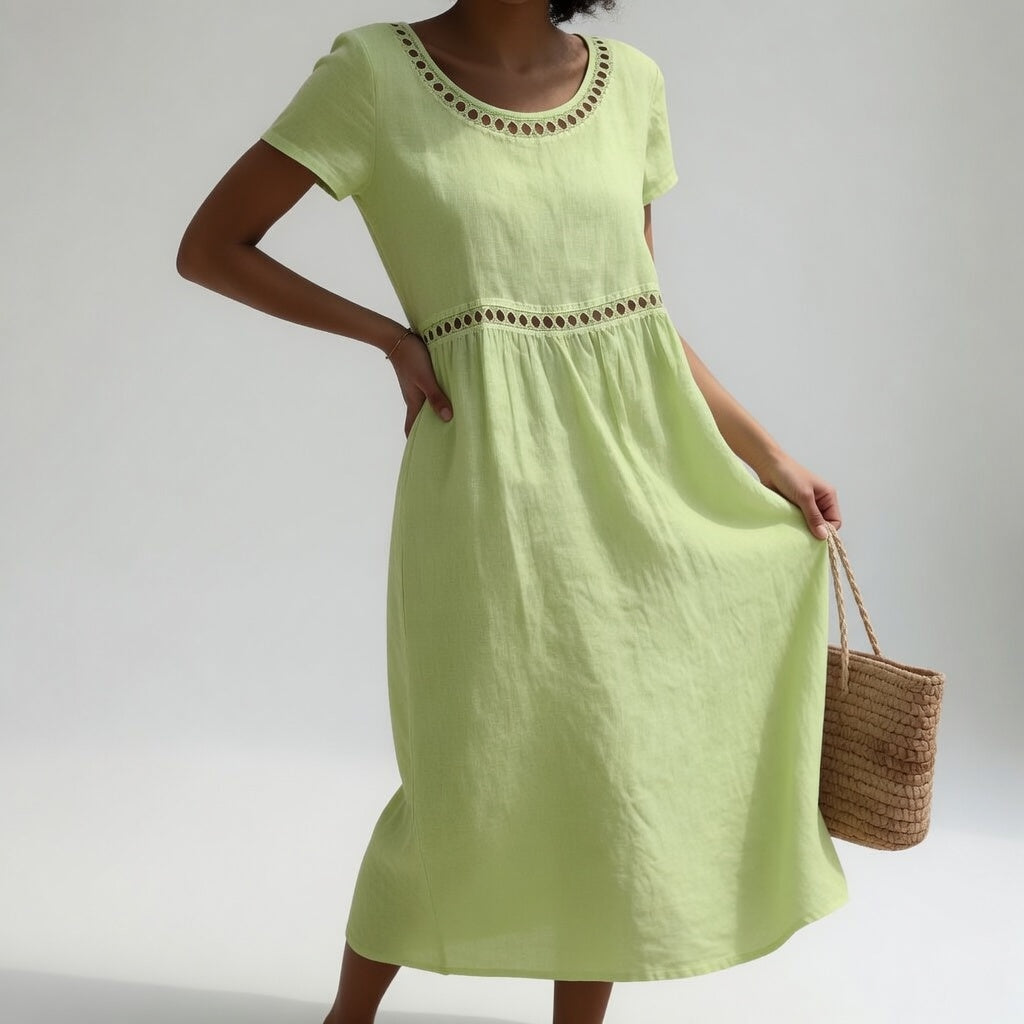 Livia | Linen Blend Embroidered Dress
