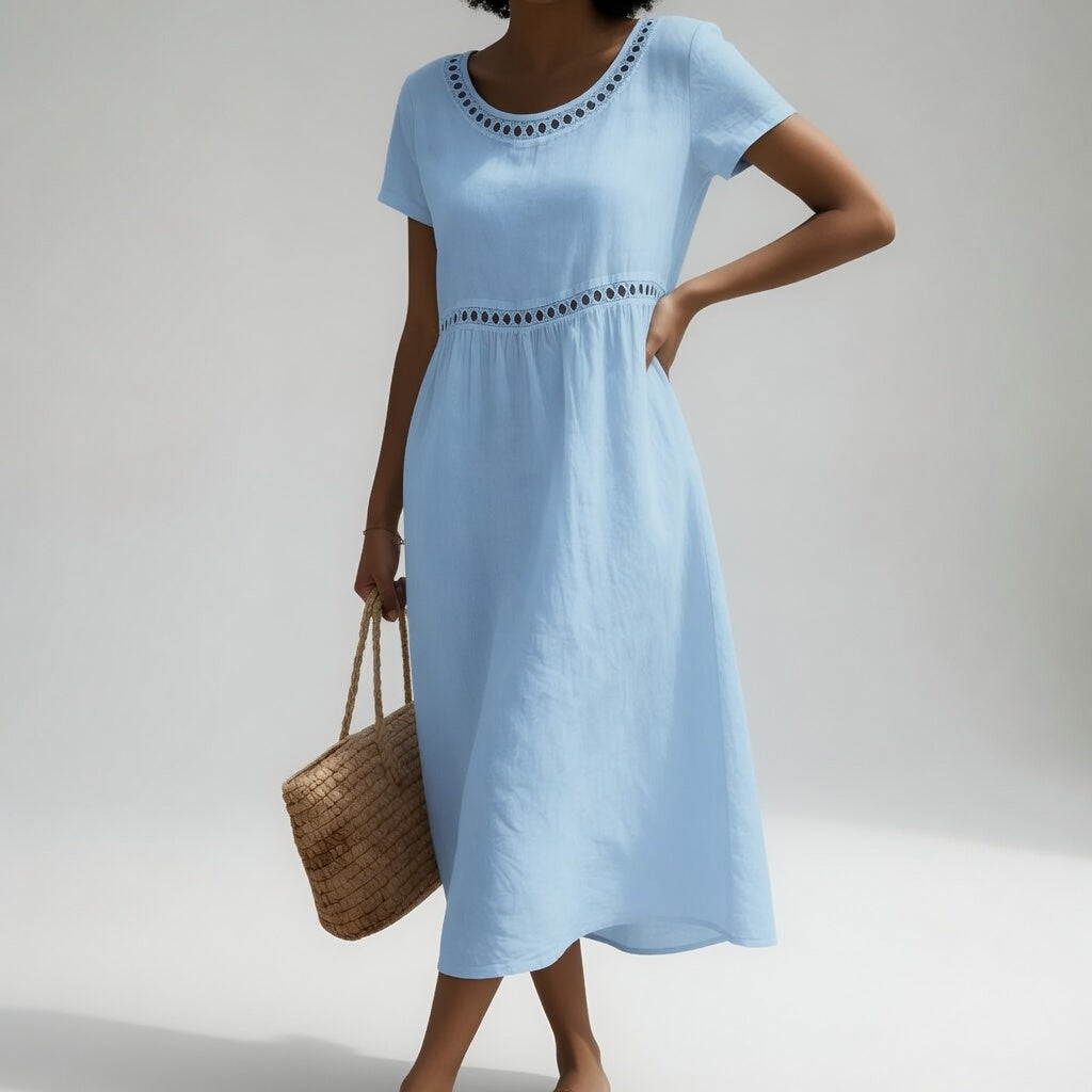 Livia | Linen Blend Embroidered Dress