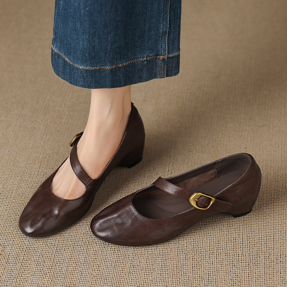 Ada | Round-Toe Buckle-Strap Mary Jane Flats