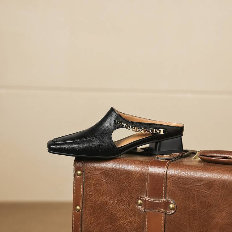 Prudence | Chain-Detail Backless Loafer Mules