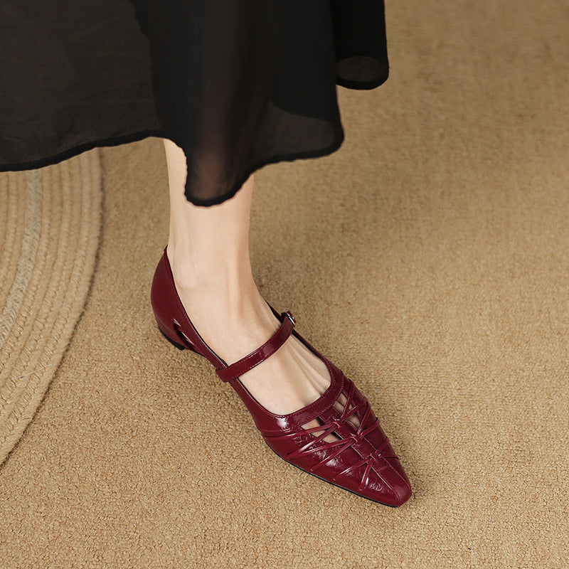 Adele | Pointed-Toe Cut-Out Mary Jane Flats
