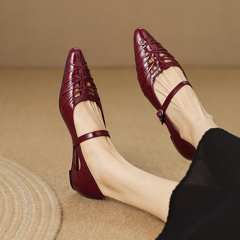Adele | Pointed-Toe Cut-Out Mary Jane Flats