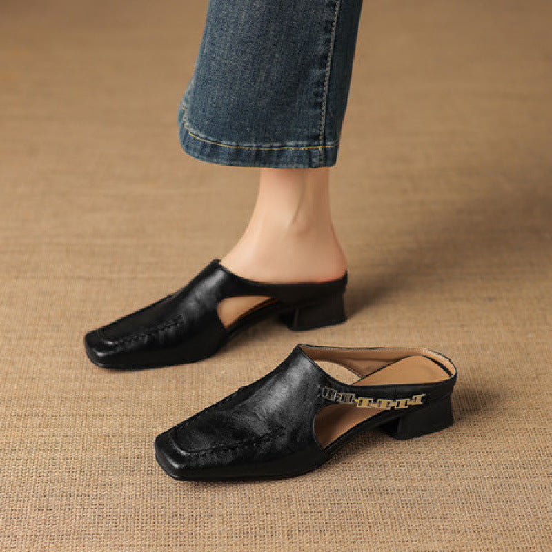 Prudence | Chain-Detail Backless Loafer Mules