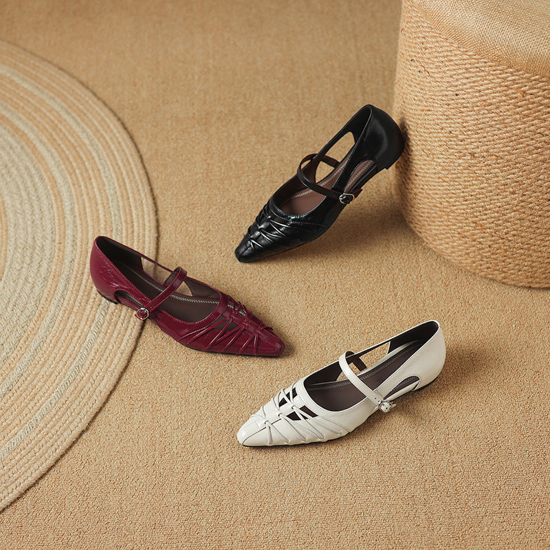 Adele | Pointed-Toe Cut-Out Mary Jane Flats