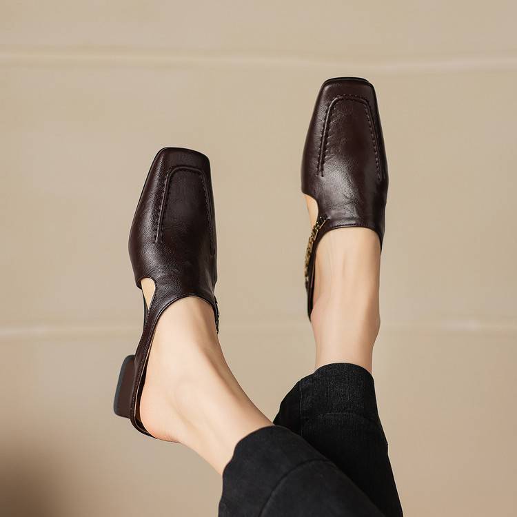 Prudence | Chain-Detail Backless Loafer Mules