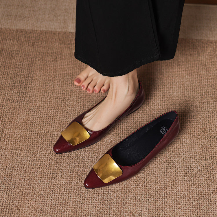 Simone | Gold-Buckle Pointed-Toe Flats