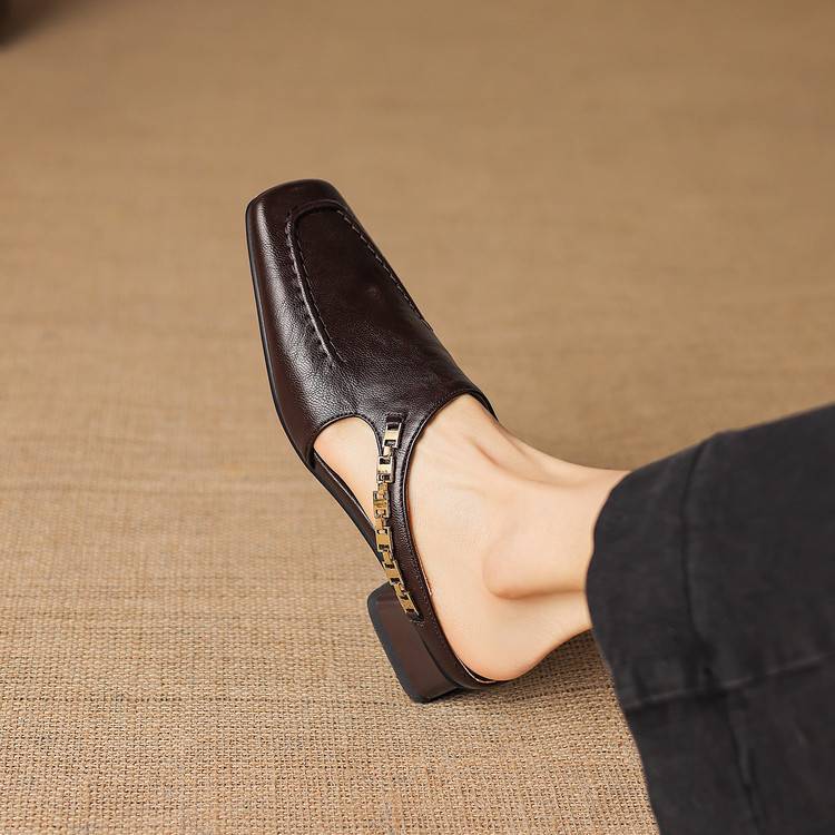 Prudence | Chain-Detail Backless Loafer Mules