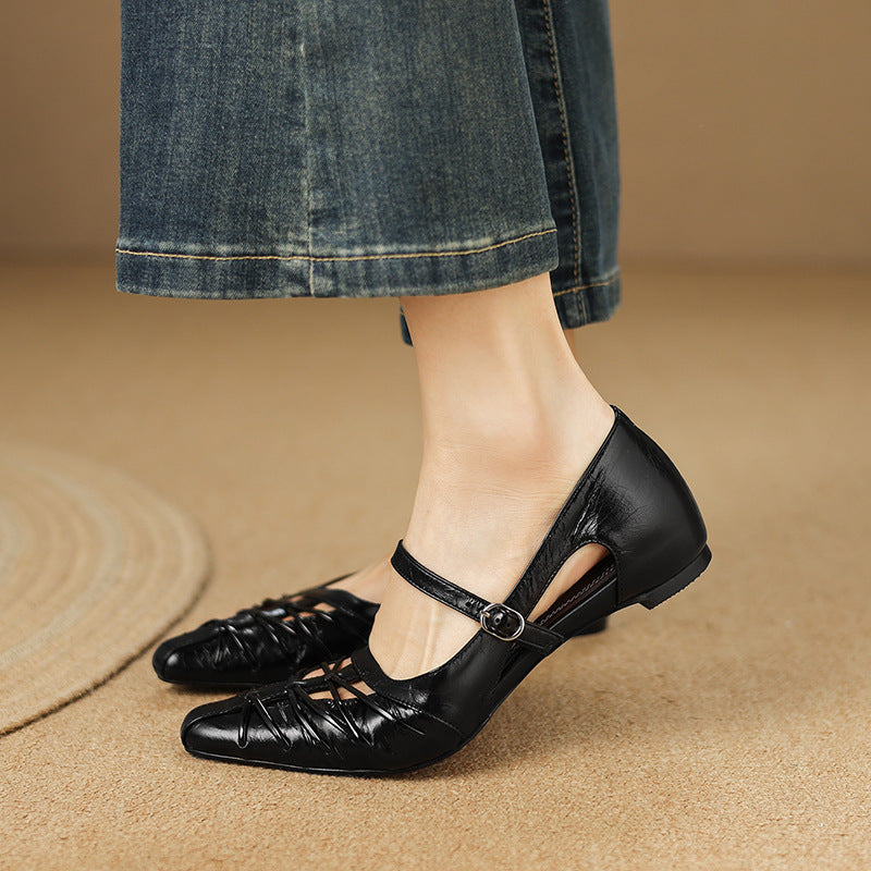Adele | Pointed-Toe Cut-Out Mary Jane Flats