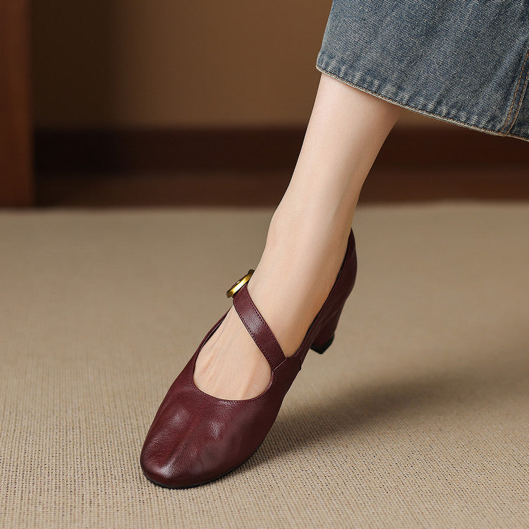 Ada | Round-Toe Buckle-Strap Mary Jane Flats