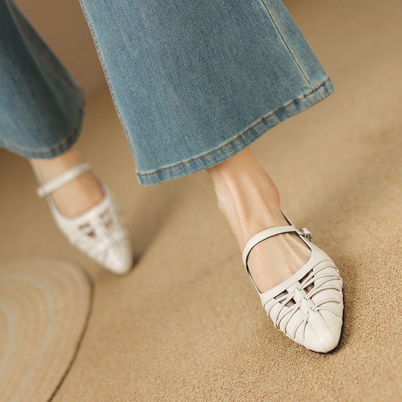 Adele | Pointed-Toe Cut-Out Mary Jane Flats