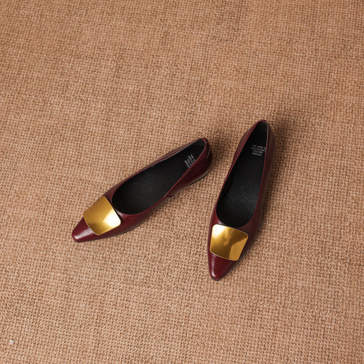 Simone | Gold-Buckle Pointed-Toe Flats