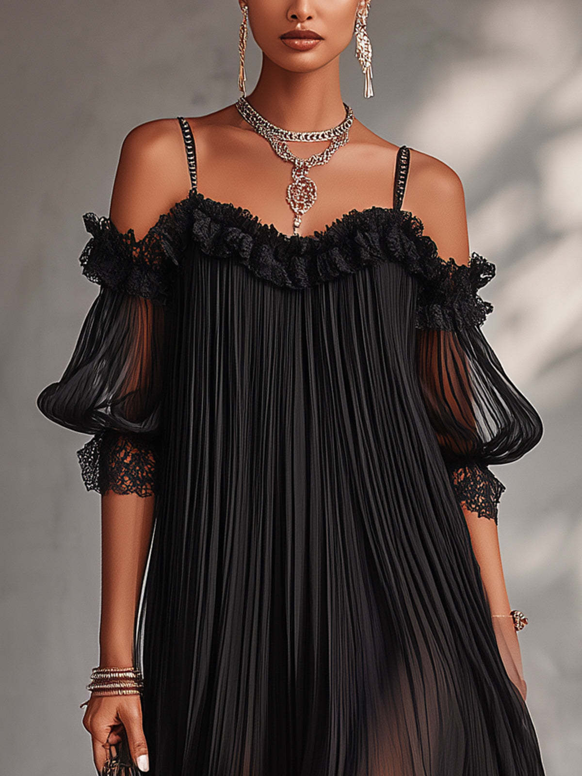 Celine | V-Neck Chiffon Maxi Dress