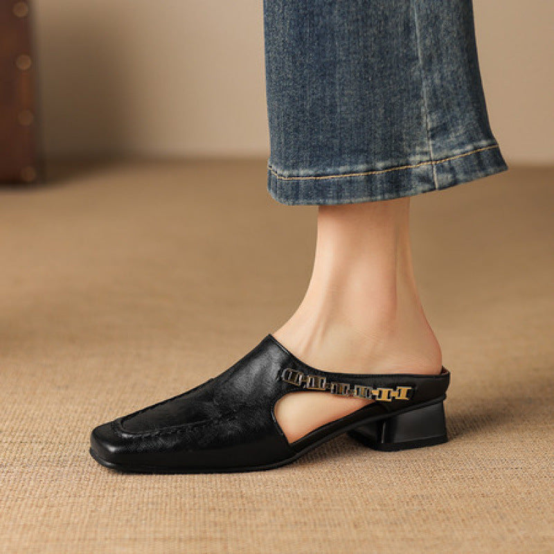 Prudence | Chain-Detail Backless Loafer Mules