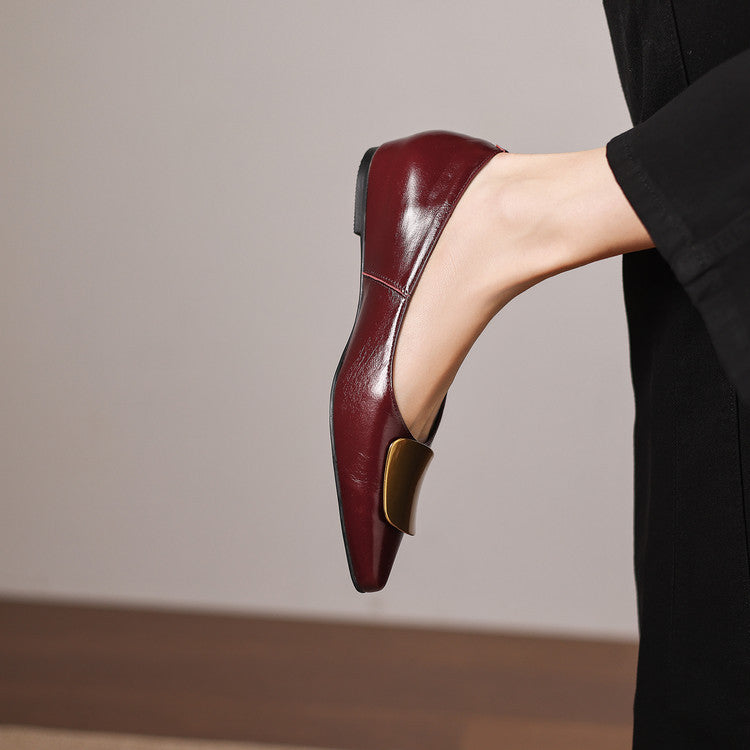 Simone | Gold-Buckle Pointed-Toe Flats